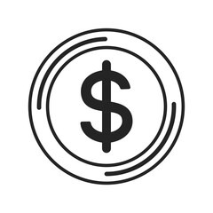 Obraz premium dollar sign icon, Black and White Dollar Money Icon sign vector silhouette white background.