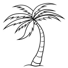 Wind-Swept Palm Tree Vector Art