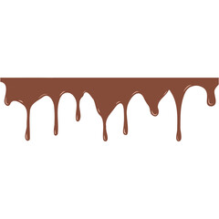 Chocolate dripped. Sweet flowing liquid food with splashes.  Brown liquid dessert, sweet drip melt.