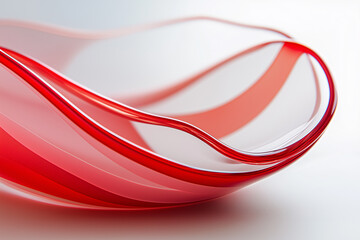 White background, red gradient lines, flat style, close-up, glass texture. generative AI