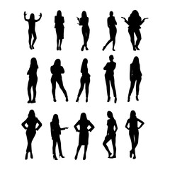  Woman silhouette on a white background.