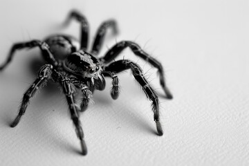 Macro shot of a spider on a white background, perfect for scientific or educational uses