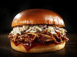 Delicious Pulled Pork BBQ Sandwich with Coleslaw