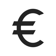 Obraz premium euro currency symbol, Black and White euro Icon vector silhouette white background.