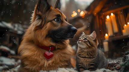 Captivating picture displaying the strong connection shared dog and cat picture