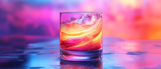 Creating a glowing neon cocktail a vibrant experience in a trendy bar with swirling colors and illuminated effects