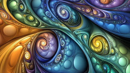 Fractal Art: Abstract Swirls, Vibrant Hues, Organic Forms