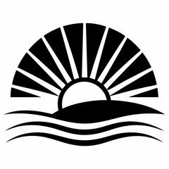 Sunrise silhouette black dosing white background