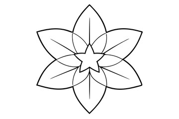 A simple Blossom Star line art vector white background