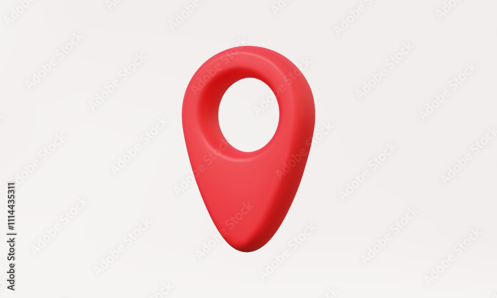 Poster red map location pointer on pastel background. search find pin 3d vector icon symbol mark position g