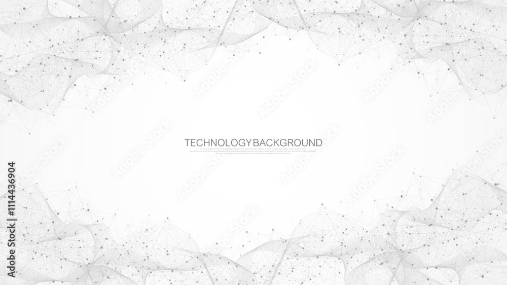 Aufkleber Global network connection concept. Big data visualization. Social network communication in the global computer networks. Internet technology. Business. Science. Vector illustration