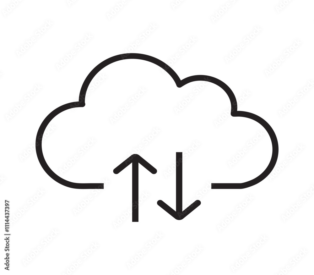 Poster internet cloud line vector internet cloud icon line for viewing vector icon weather line art vector 