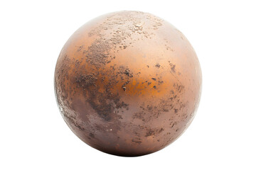 Old, weathered metal sphere with rust and patina, perfect for 3D modeling and texturing isolated on white	