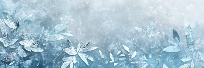 Fototapeta premium An abstract icy background with frost patterns and crystalline textures in pale blue and silver.