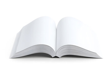 Fototapeta premium Magazine or book mockup top view. Blank page or notepad on solid background.