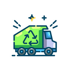 llustration fill icon of a recycle truck