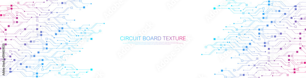 Poster Artificial Intelligence with circuit electric line style. Digital futuristic machine learning design. AI graphic design for website, banner, header, social media, mobile app, UI. Vector illustration
