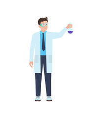 Scientist chemist. Laboratory assistant. Vector color illustration on a white background.