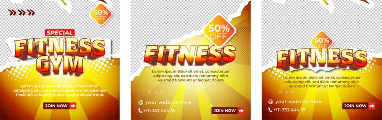 Premium Gym fitness sports social media post collection for promotional campaigns