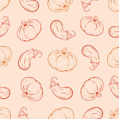 Vegetables of various shapes, colors and unique taste, green, eggplant,  background, pumpkin, vector, art, food, lineart, seamless pattern 