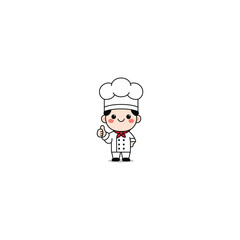 Cute chef thumb up cartoon, vector illustration