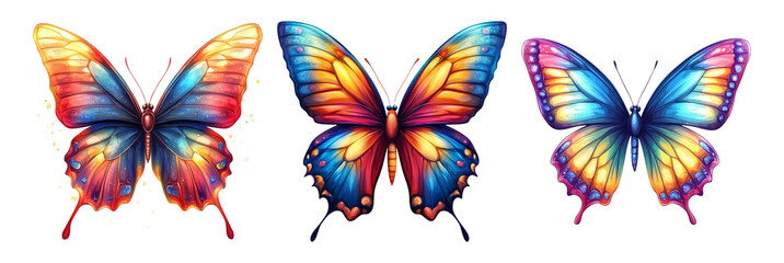 Vibrant Butterflies on Transparent Background