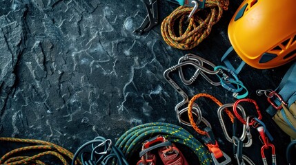Climbing Equipment on Dark Background