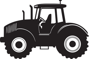 Obraz premium Silhouette of a simple tractor agriculture