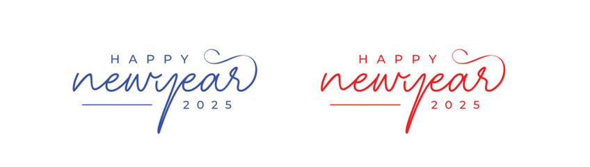 Happy New Year 2025 Logo. Abstract Hand drawn modern vector logo design. 2025 New year Logo