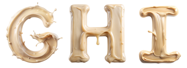 Set of letters G, H, I from cosmetic strokes on a white background. Concept of the English alphabet