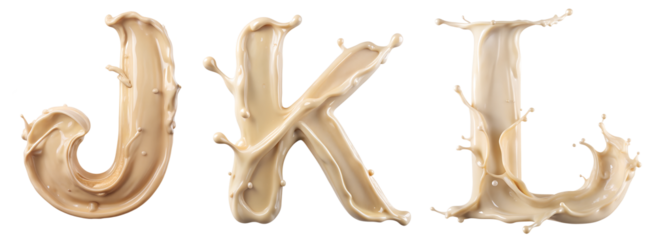 Set of letters J, K, L from cosmetic strokes on a white background. Concept of the English alphabet