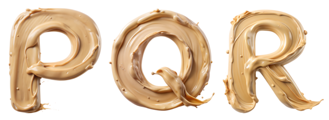 Set of letters P, Q, R from cosmetic strokes on a white background. Concept of the English alphabet