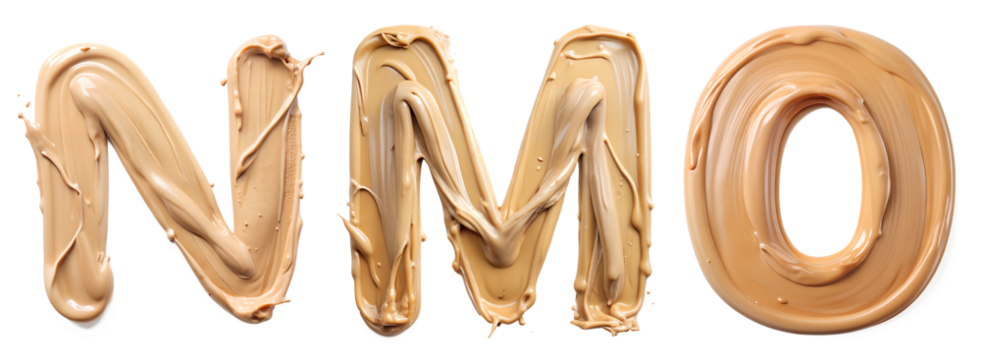 Set of letters N, M, O from cosmetic strokes on a white background. Concept of the English alphabet