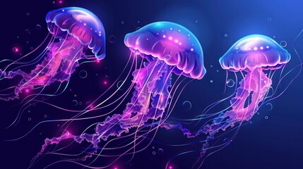 Neon Jellyfish Underwater Fantasy