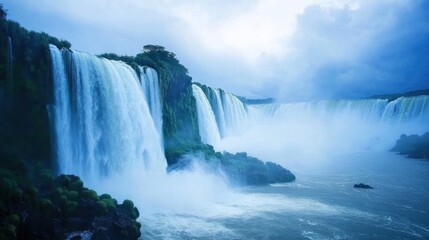 Majestic Iguazu Falls in a Mystical Haze
