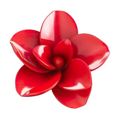 3D rendering of a red flower with detailed petals and green leaves