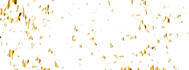 Golden glitter confetti falling down on transparent background. Vector illustration.