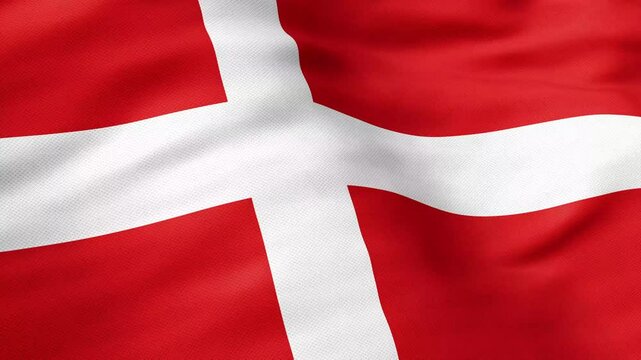 Waving flag loop. National flag of Denmark