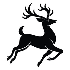 deer silhouette vector white background.