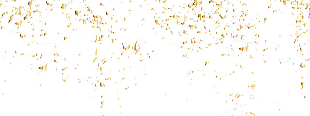 Abstract doted and confetti golden glitter and dust particles splatter on transparent background. Dust golden grunge background. Vector illustration.