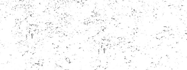Abstract doted and confetti silver glitter and dust particles splatter on transparent background. Dust silver grunge background. Vector illustration.