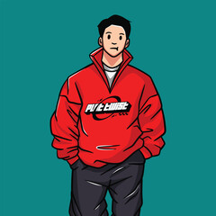 Hand drawn man cartoon comic illustration