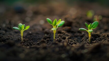 Tiny Green Shoots Emerging from Soil