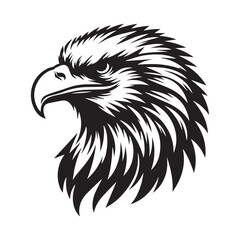 eagle head silhouette vector art, white background.