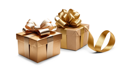 two 2 festive Christmas gifts, presents boxes in a row as 3d