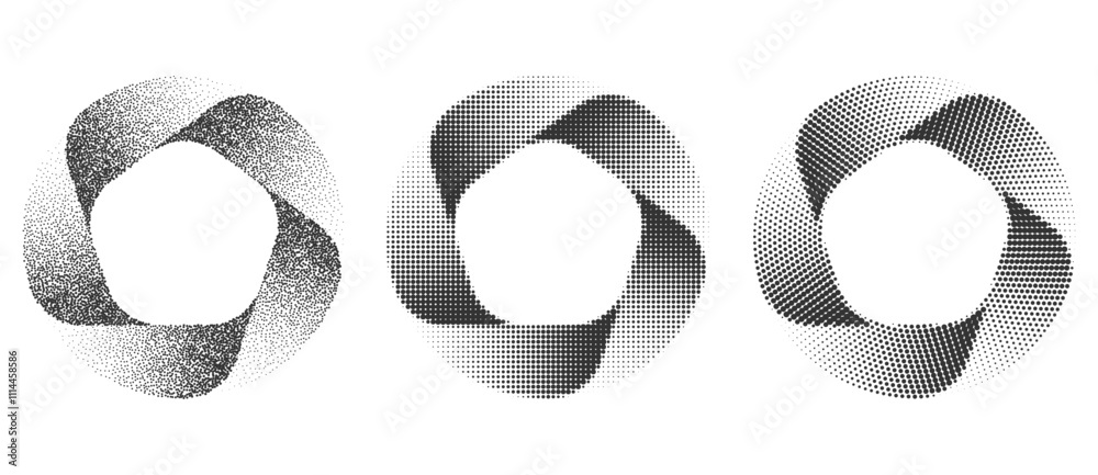 Leinwandbilder modern abstract background with stipple circles. 5 parts circle. vector dotted design element, icon 