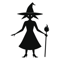 halloween witch with a broom