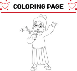 senior people singing coloring page for kids