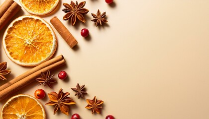 Fototapeta premium Festive Citrus Holiday Edge Decor