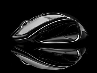 Fototapeta premium Studio photography of an ergonomic mouse on black background